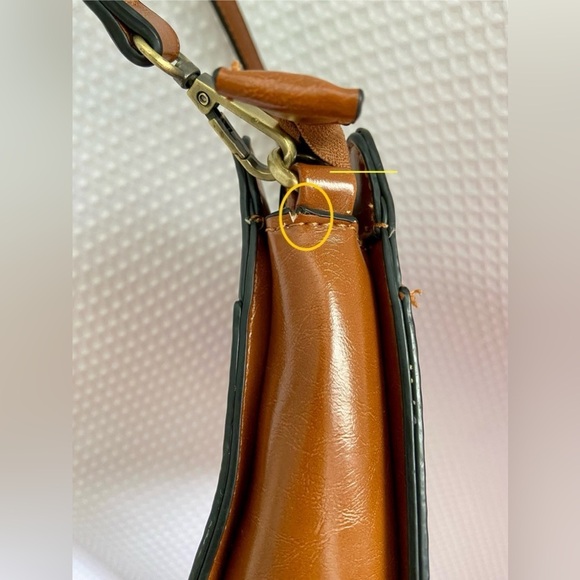 Women’s Simply Noelle Cognac faux leather crocodile pattern Crossbody Bag - Picture 11 of 16